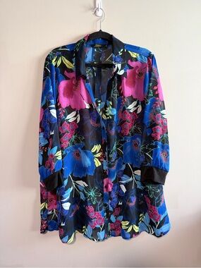 Vintage Plus Size Floral Blouse Swim Cover XXL Made in Canada Bellina